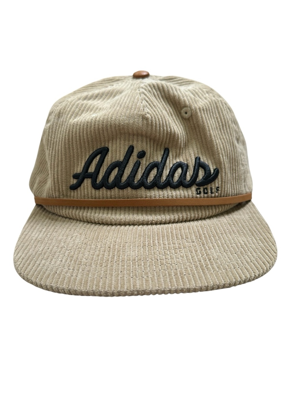 adidas Corduroy Hemp Beige Leather Five-Panel Rope Hat